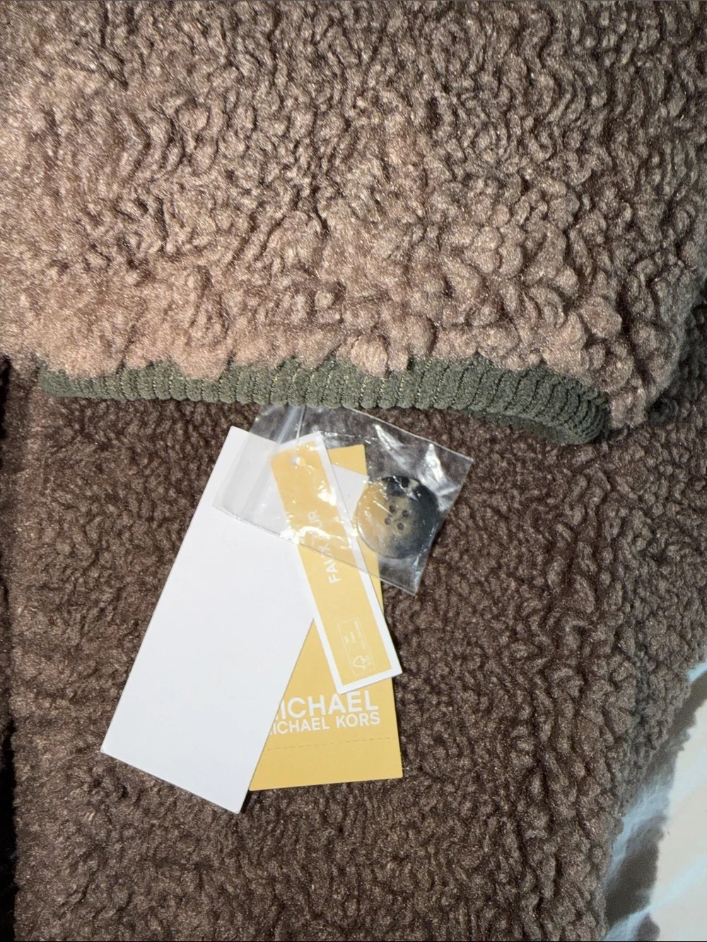 NWT Michael Kors Quilted Dark Olive / Taupe Reversible Jacket Teddy Coat XL